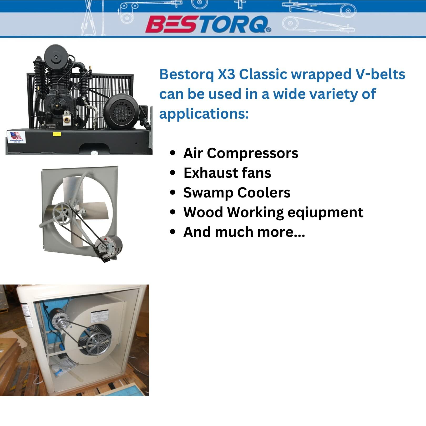 10 Pack BESTORQ A16 or 4L180 V-Belt Classic Wrapped Rubber X3 V-Belt Black 18"