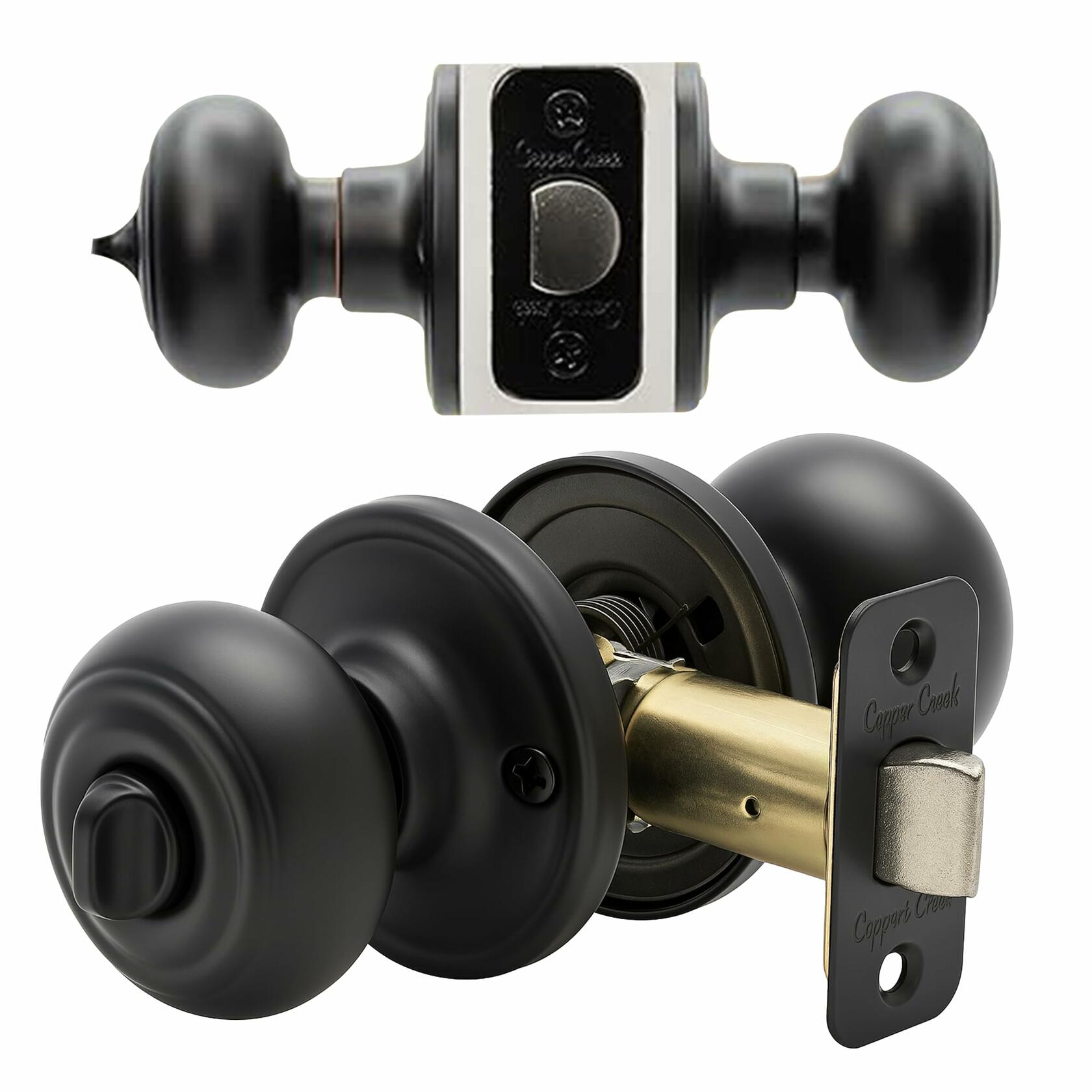 1 Pack Copper Creek Colonial Privacy Interior Door Knob – ANSI Grade-3