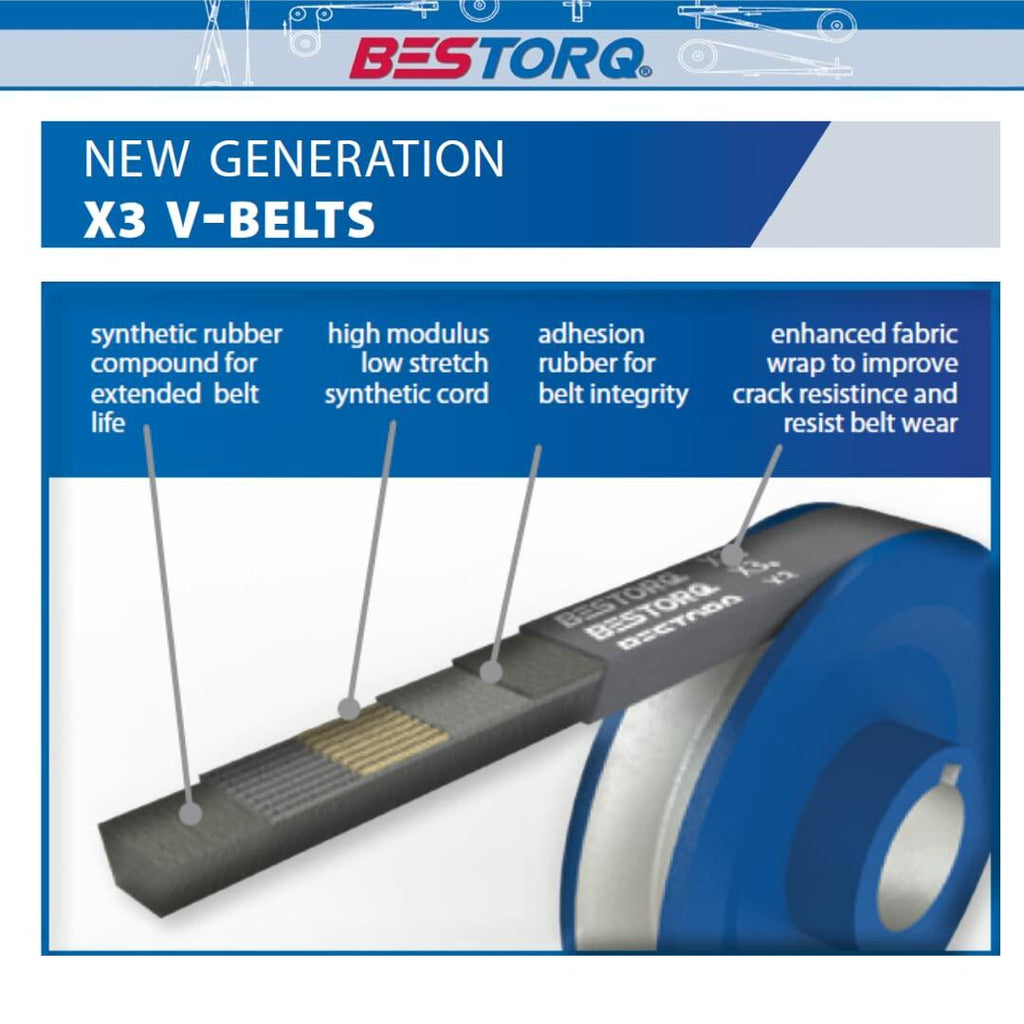 10 Pack BESTORQ A16 or 4L180 V-Belt Classic Wrapped Rubber X3 V-Belt Black 18"