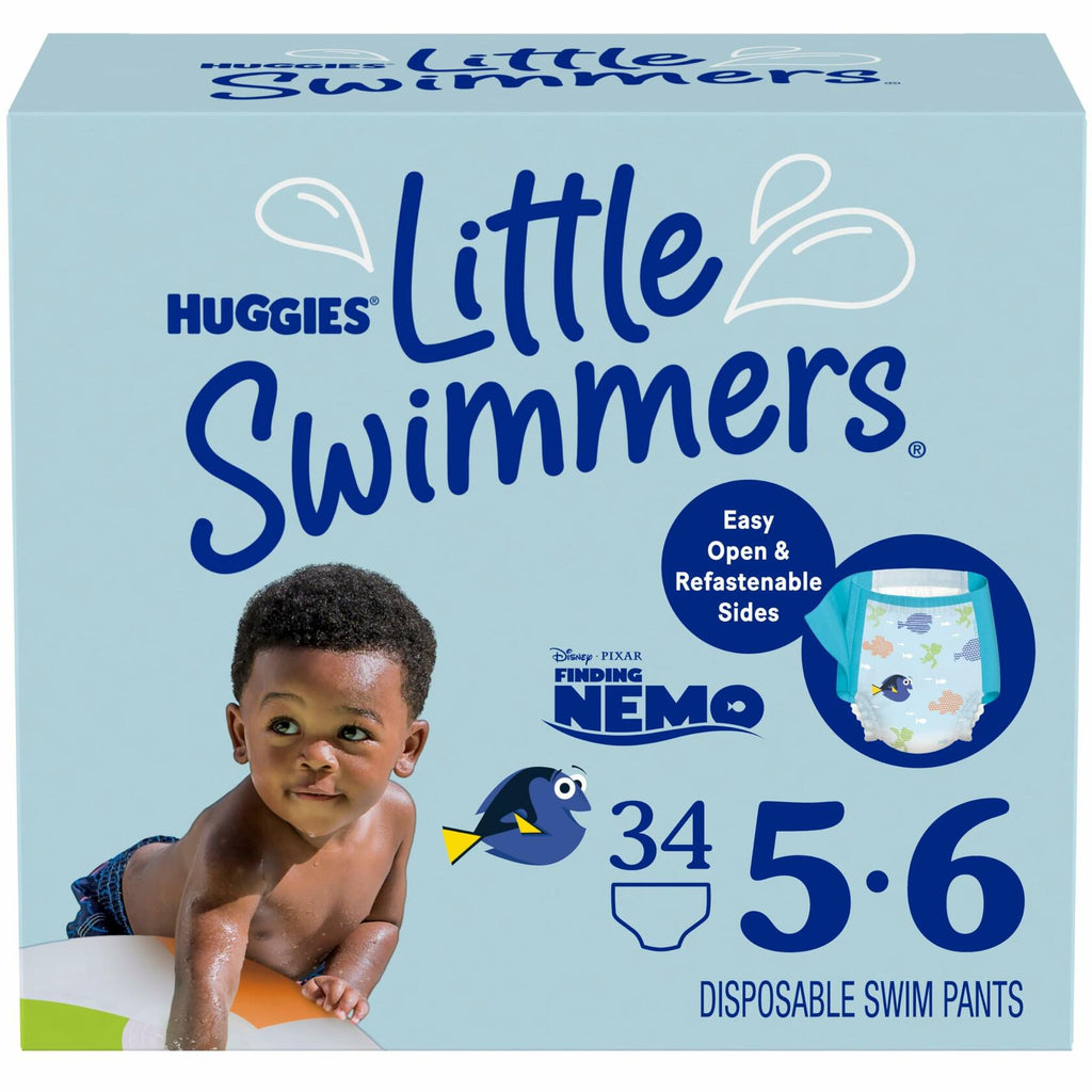 34 Ct Huggies Little Swimmers Disposable Swim Diapers, Size 5-6 (32+ lbs) (2