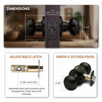 1 Pack Copper Creek Colonial Privacy Interior Door Knob – ANSI Grade-3