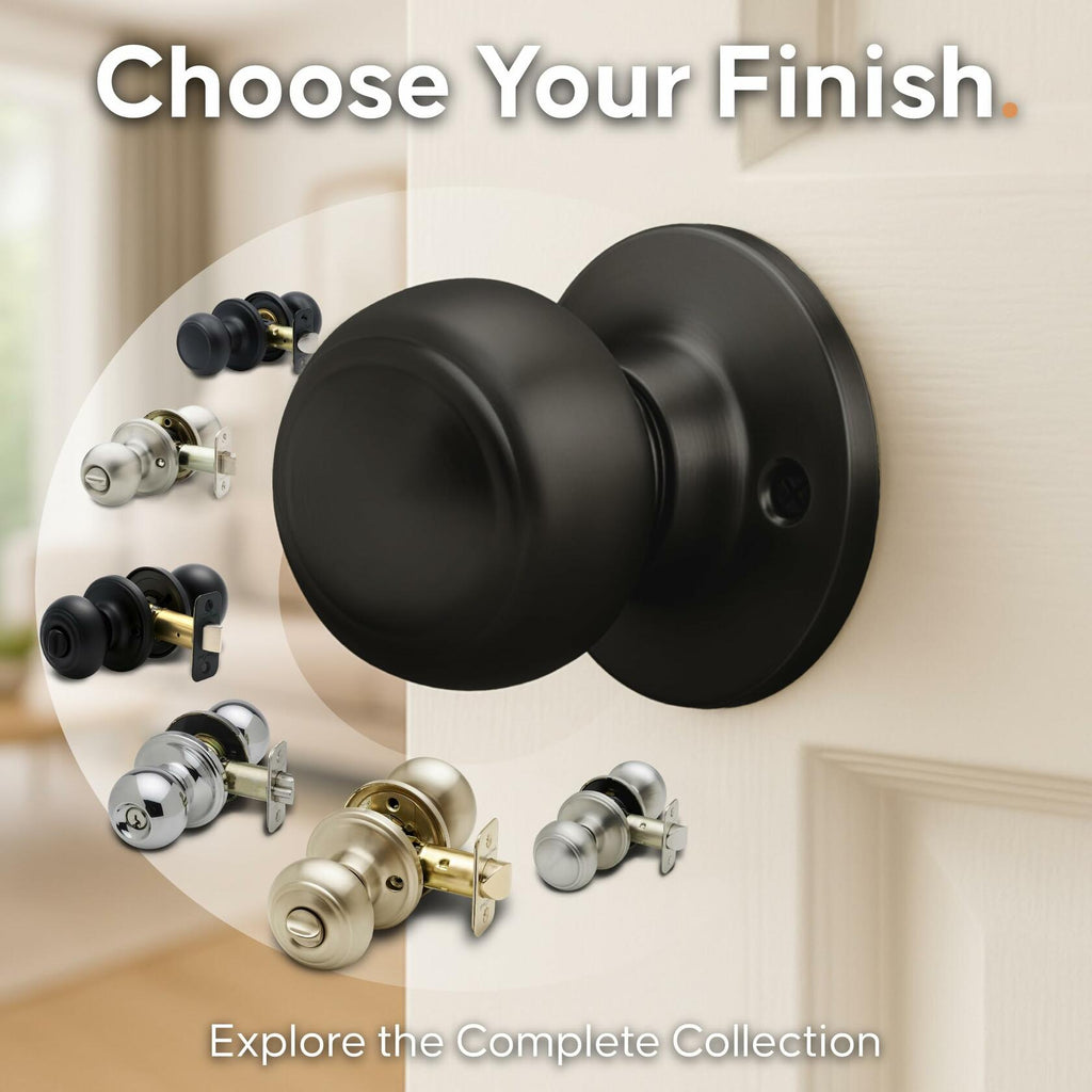 1 Pack Copper Creek Colonial Privacy Interior Door Knob – ANSI Grade-3