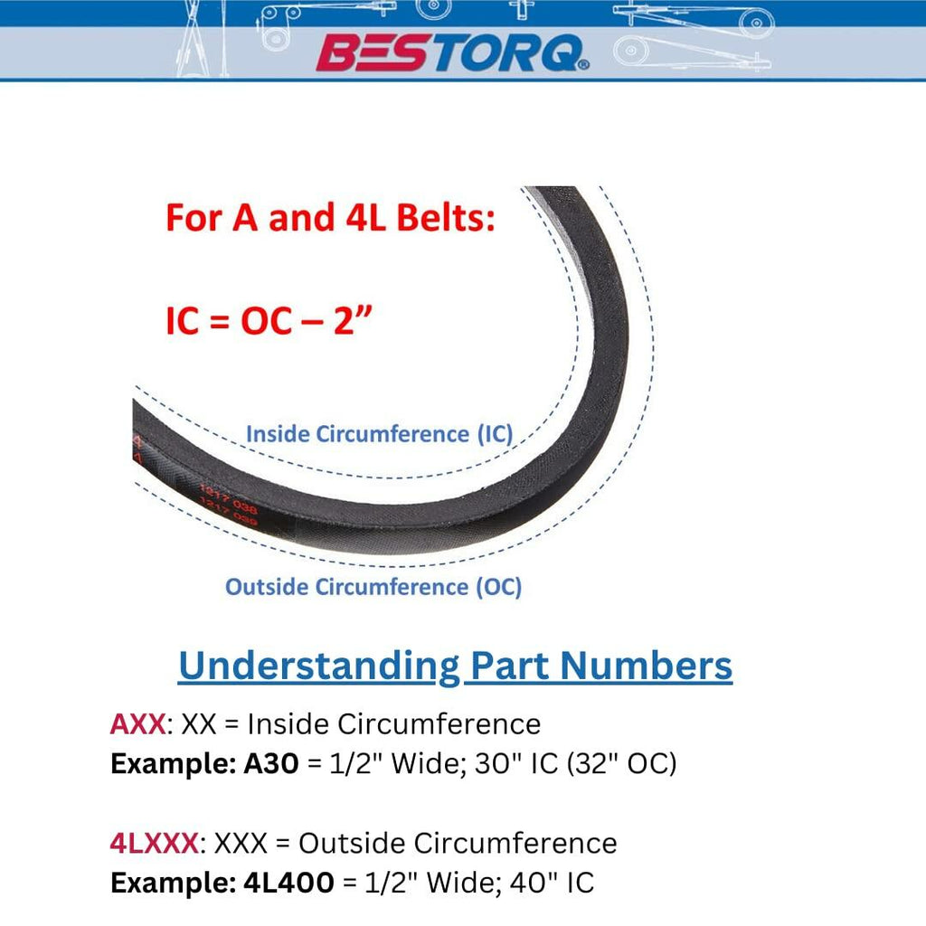 10 Pack BESTORQ A16 or 4L180 V-Belt Classic Wrapped Rubber X3 V-Belt Black 18"