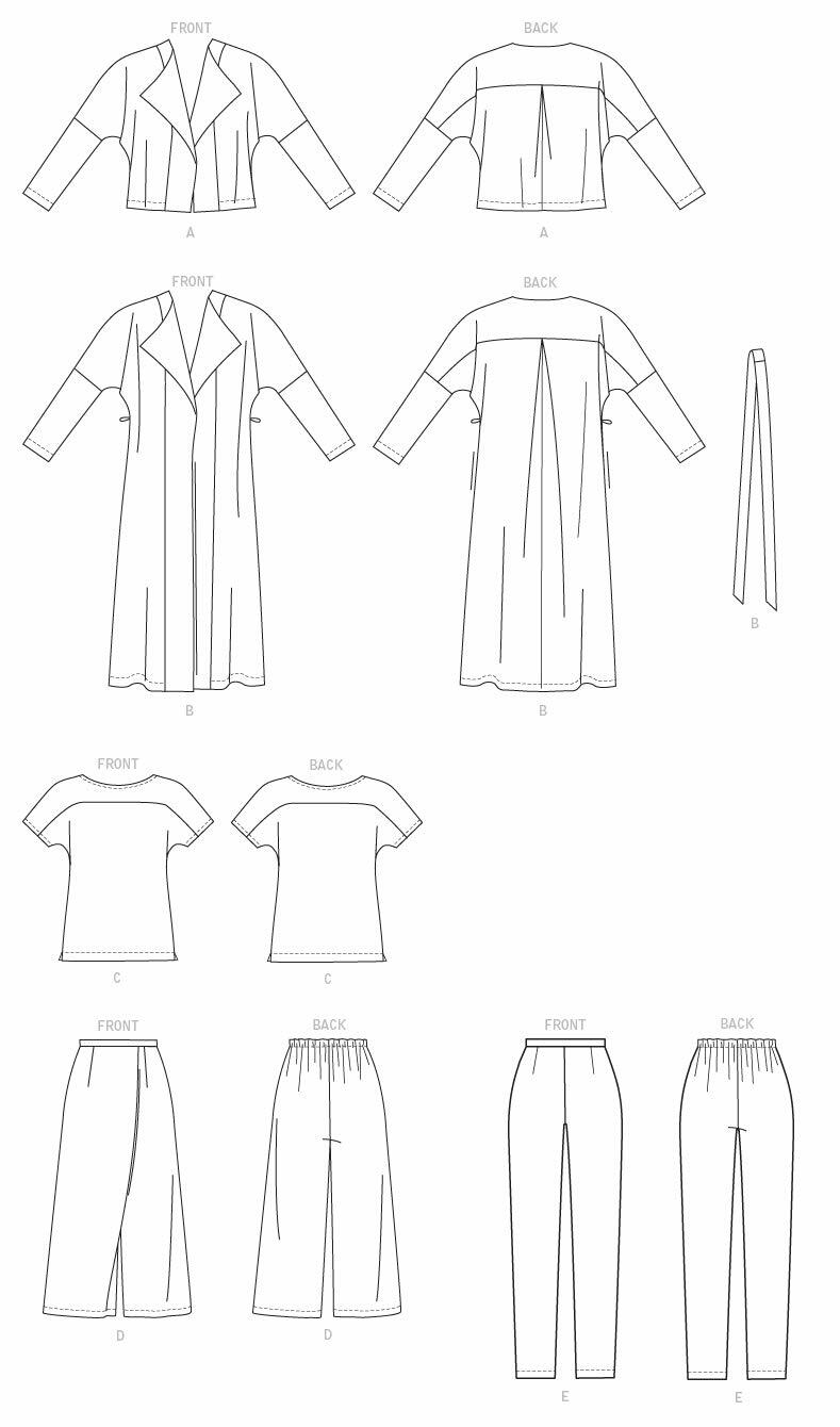 Vogue Patterns V9246 Misses' Drop-Shoulder Jackets, Belt, Top with Yokes, and