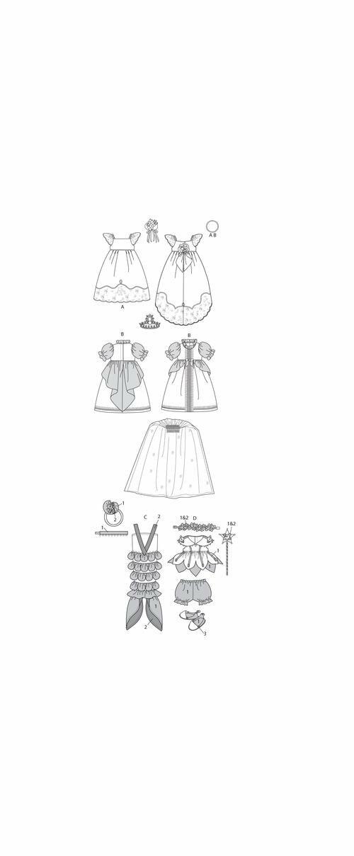 McCall Patterns M6452 18" (46cm) Doll Costumes, One Size Only