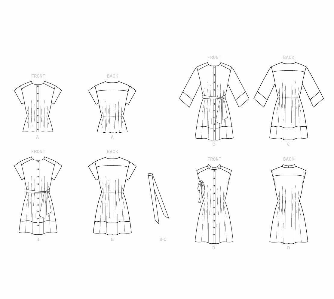 McCall Pattern Women's Loose Fitting Blouse and Dress, Sizes 6-14 Sewing Pattern