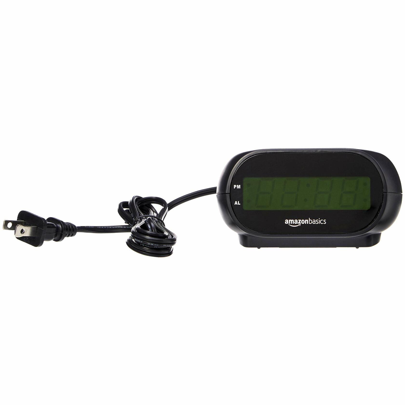 Amazon Basics Small Digital Oval Alarm Clock With LED Display, Nightlight &
