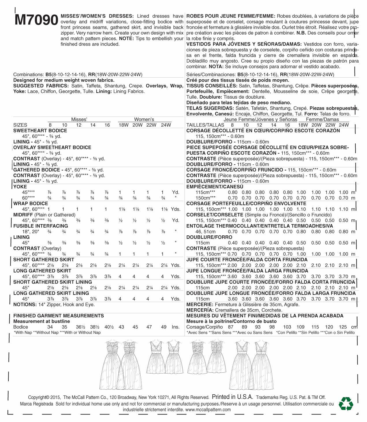 McCall's M7090-B50 Misses'/Women's Dresses-8-10-12-14-16, B5 (8-10-12-14-16)