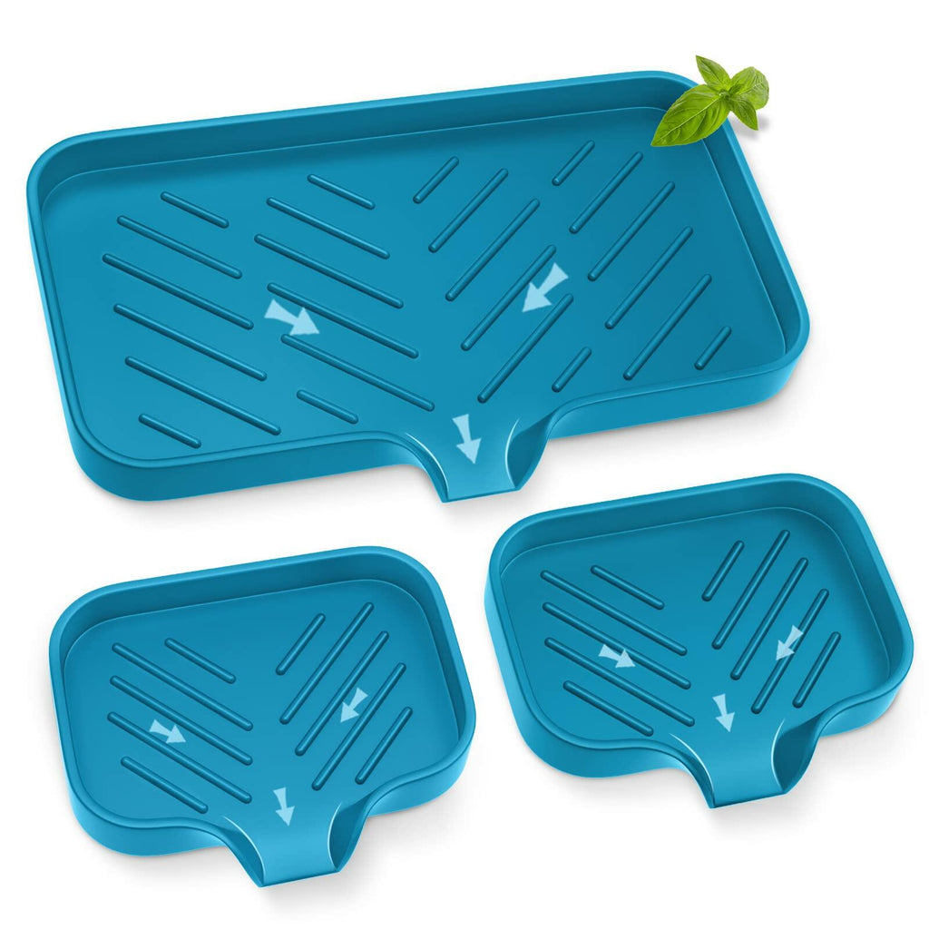 Premium Silicone Soap Holder for Bathroom & Kitchen Sink - Self Draining Tray