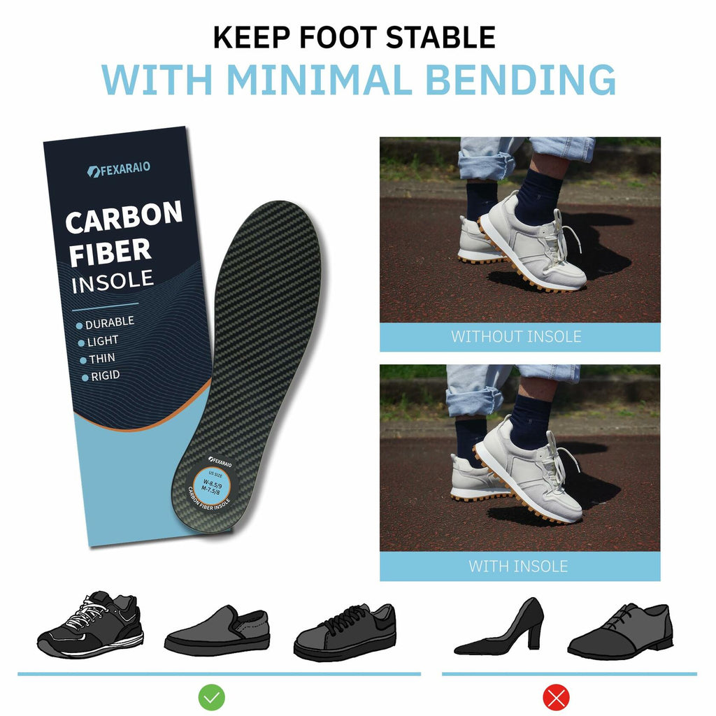 Carbon Fiber Insole – Rigid Foot Plate for Hallux Rigidus, 8.46In-Women's 5.5-6