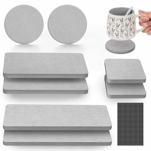 Set of 8 Water Absorbent Diatomite Coasters Bathroom Trays, Diatomaceous Drying