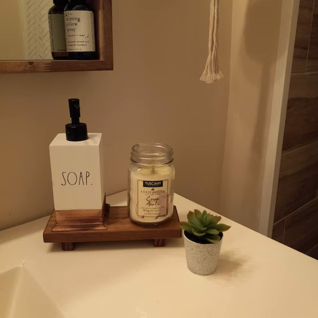 Wood Pedestal Soap Stand, Farmhouse Wood Riser, Soap Dish Holder/Tray Counter