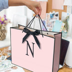 QLSKO Personalized Initial Paper Bag for Women Grils, N-Medium  Monogrammed Gift