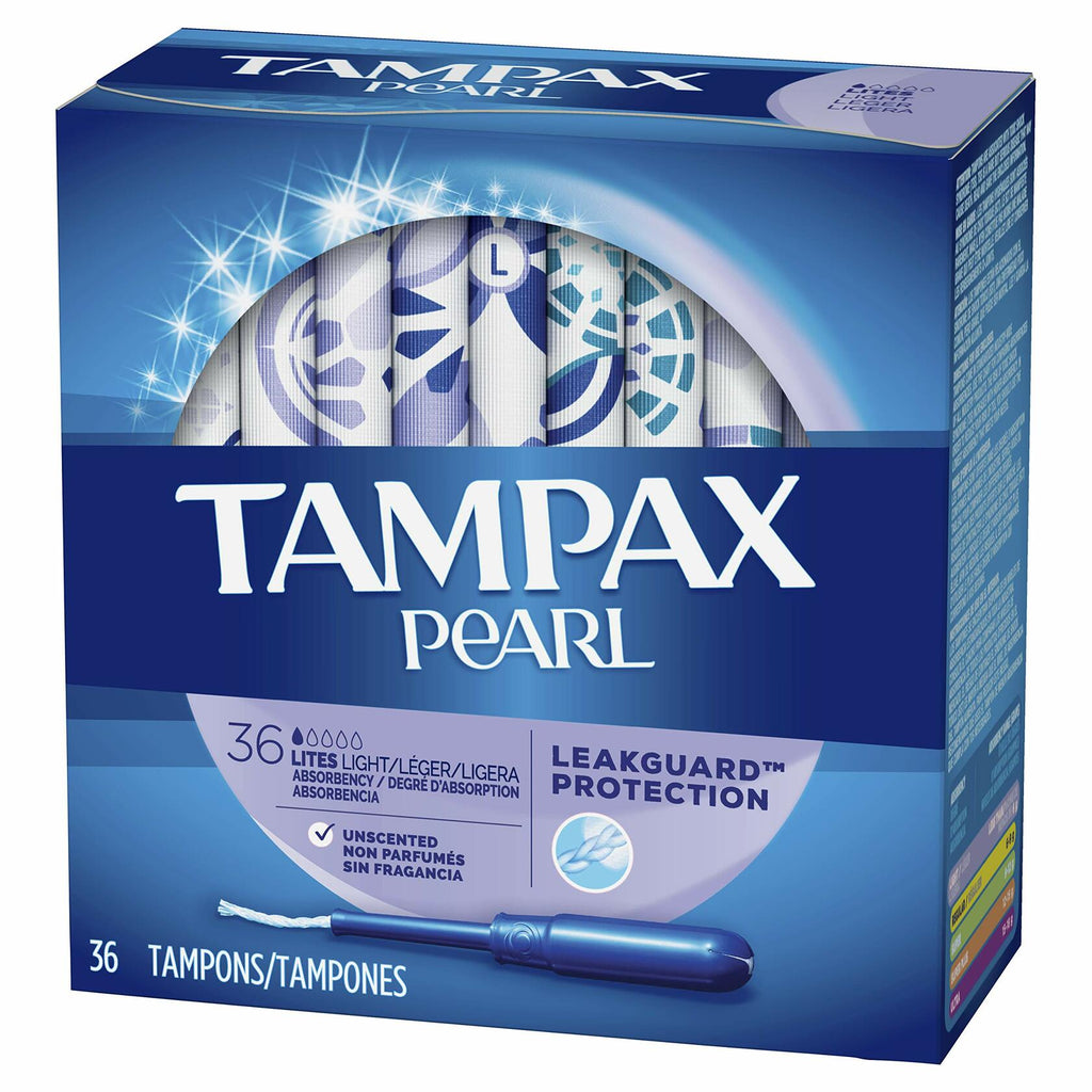 36 Count Tampax Pearl Plastic Tampons Light Absorbency Unscented