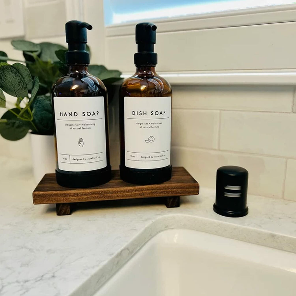 Wood Pedestal Soap Stand, Farmhouse Wood Riser, Soap Dish Holder/Tray Counter