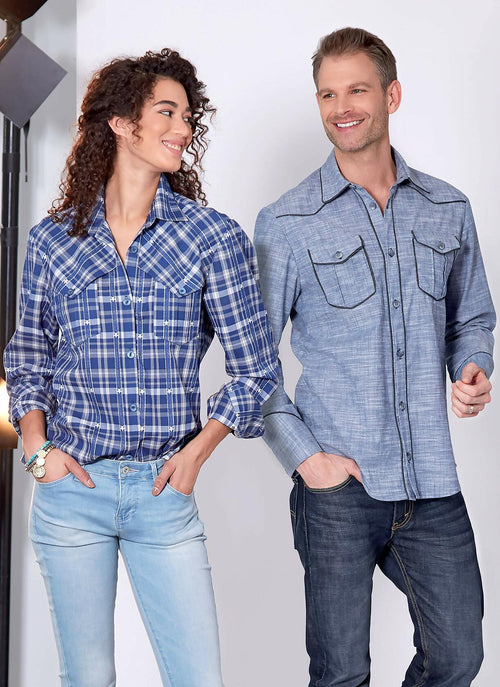 McCall's Patterns McCall's Women and Men's Button-Up Dress Shirt, Sizes S-L