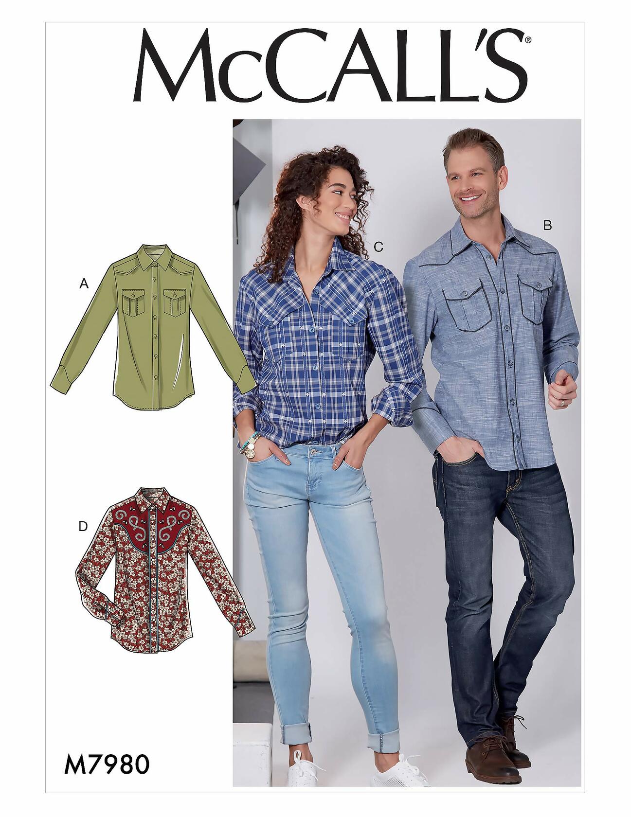 McCall's Patterns McCall's Women and Men's Button-Up Dress Shirt, Sizes S-L