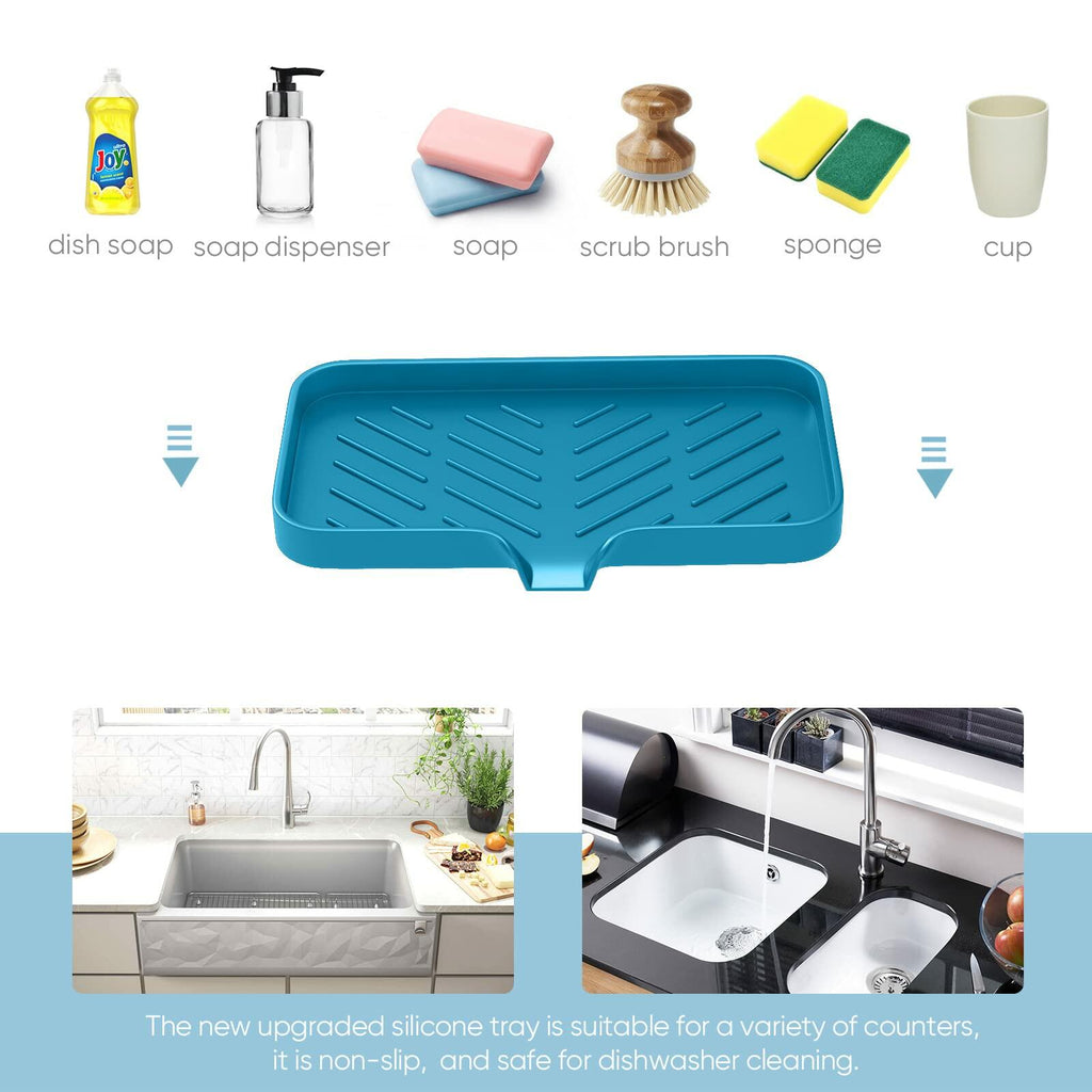 Premium Silicone Soap Holder for Bathroom & Kitchen Sink - Self Draining Tray