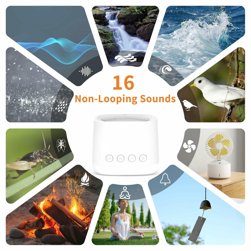 Portable Travel Sound Machine for Sleep, White Noise Sound Machine with Night