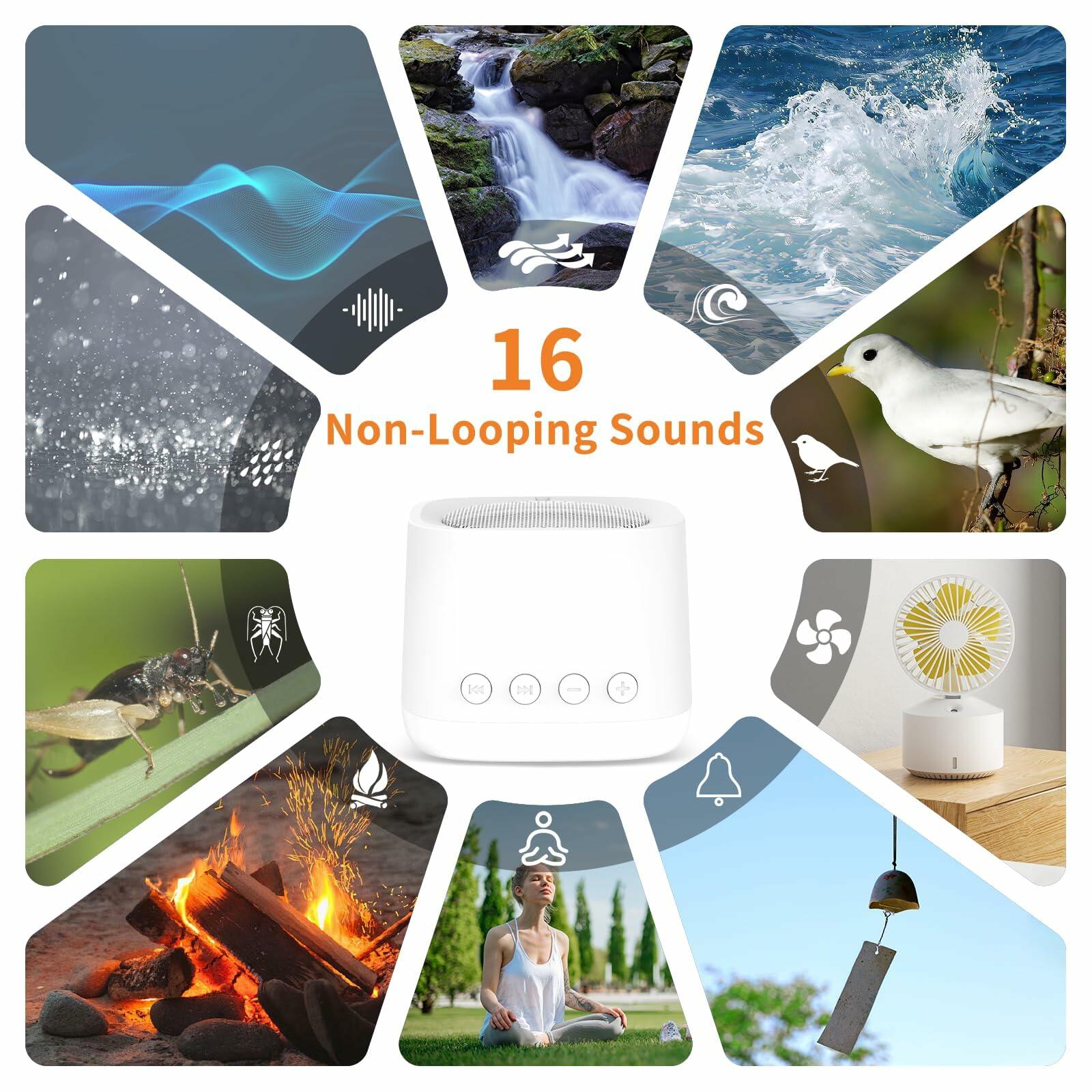 Portable Travel Sound Machine for Sleep, White Noise Sound Machine with Night