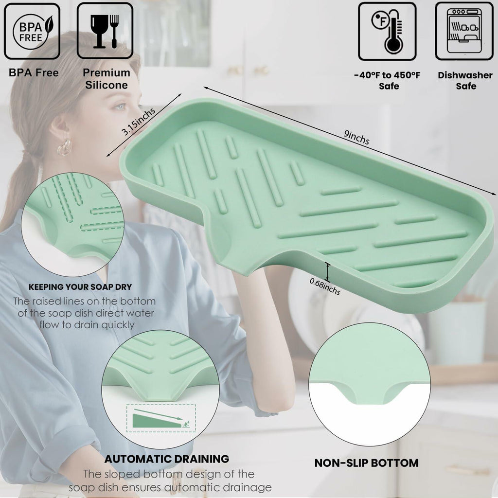 YASMEN Silicone Bathroom Soap Dishes, Sink Sponge Holder for Kitchen, Rubber