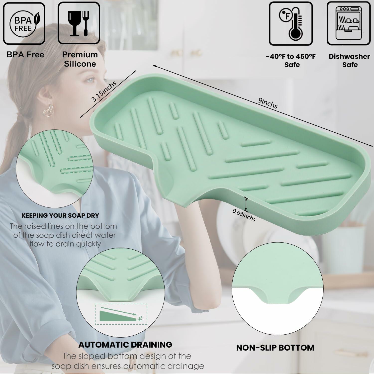 YASMEN Silicone Bathroom Soap Dishes, Sink Sponge Holder for Kitchen, Rubber