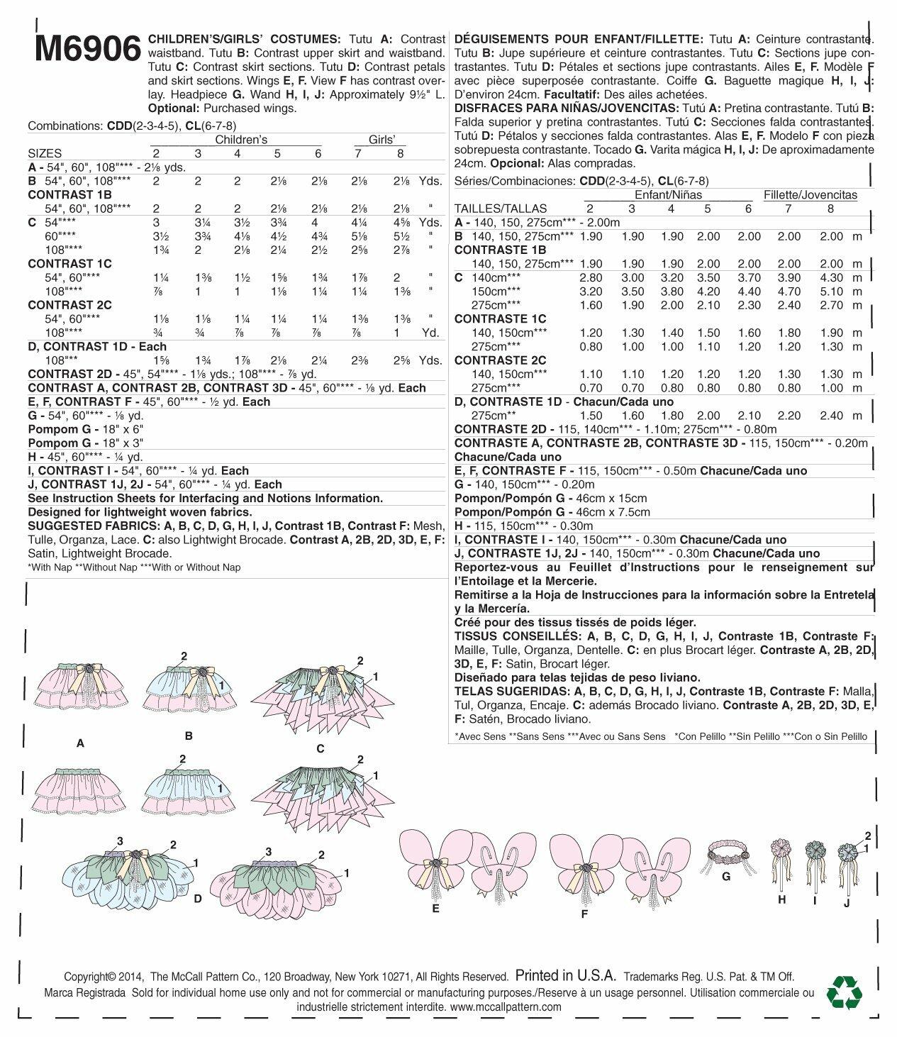 McCall's Pattern Company M6906 Children's/Girls' Costumes Sewing Template, Size