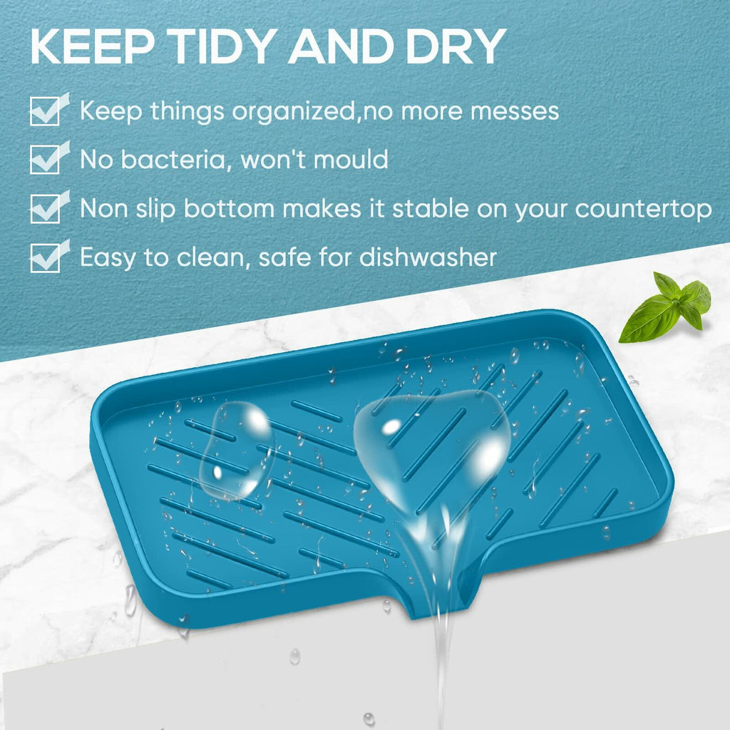 Premium Silicone Soap Holder for Bathroom & Kitchen Sink - Self Draining Tray