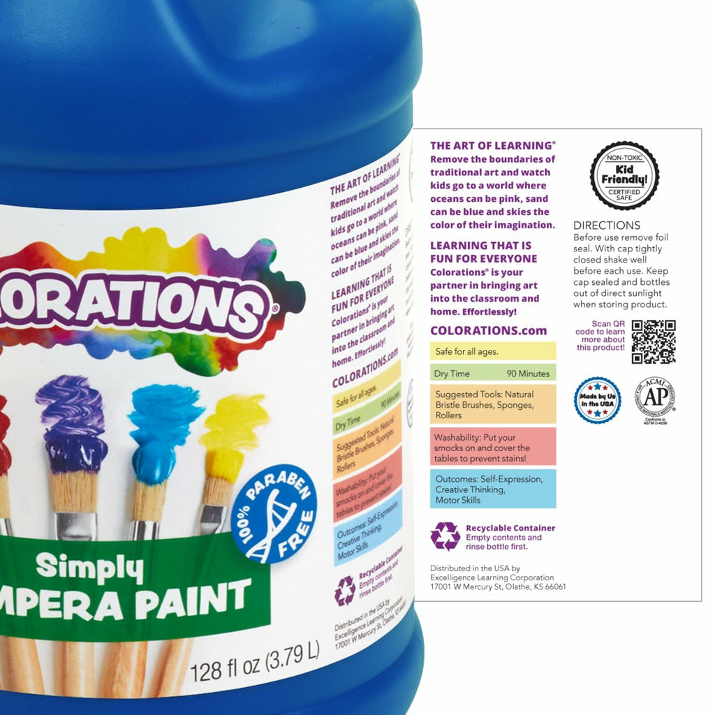 1 Gallon Colorations Paraben-Free Tempera Paint for Kids Vibrant Violet.