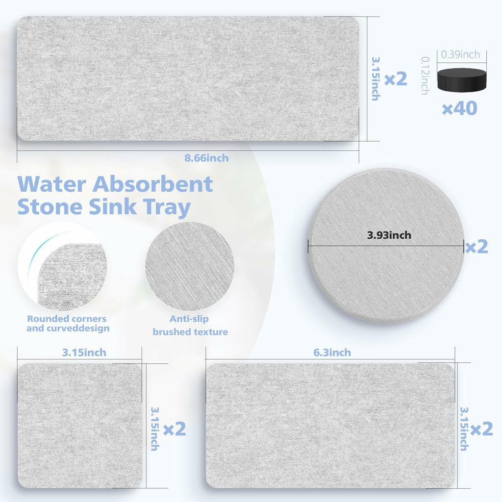 Set of 8 Water Absorbent Diatomite Coasters Bathroom Trays, Diatomaceous Drying