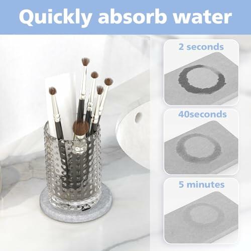 Set of 8 Water Absorbent Diatomite Coasters Bathroom Trays, Diatomaceous Drying