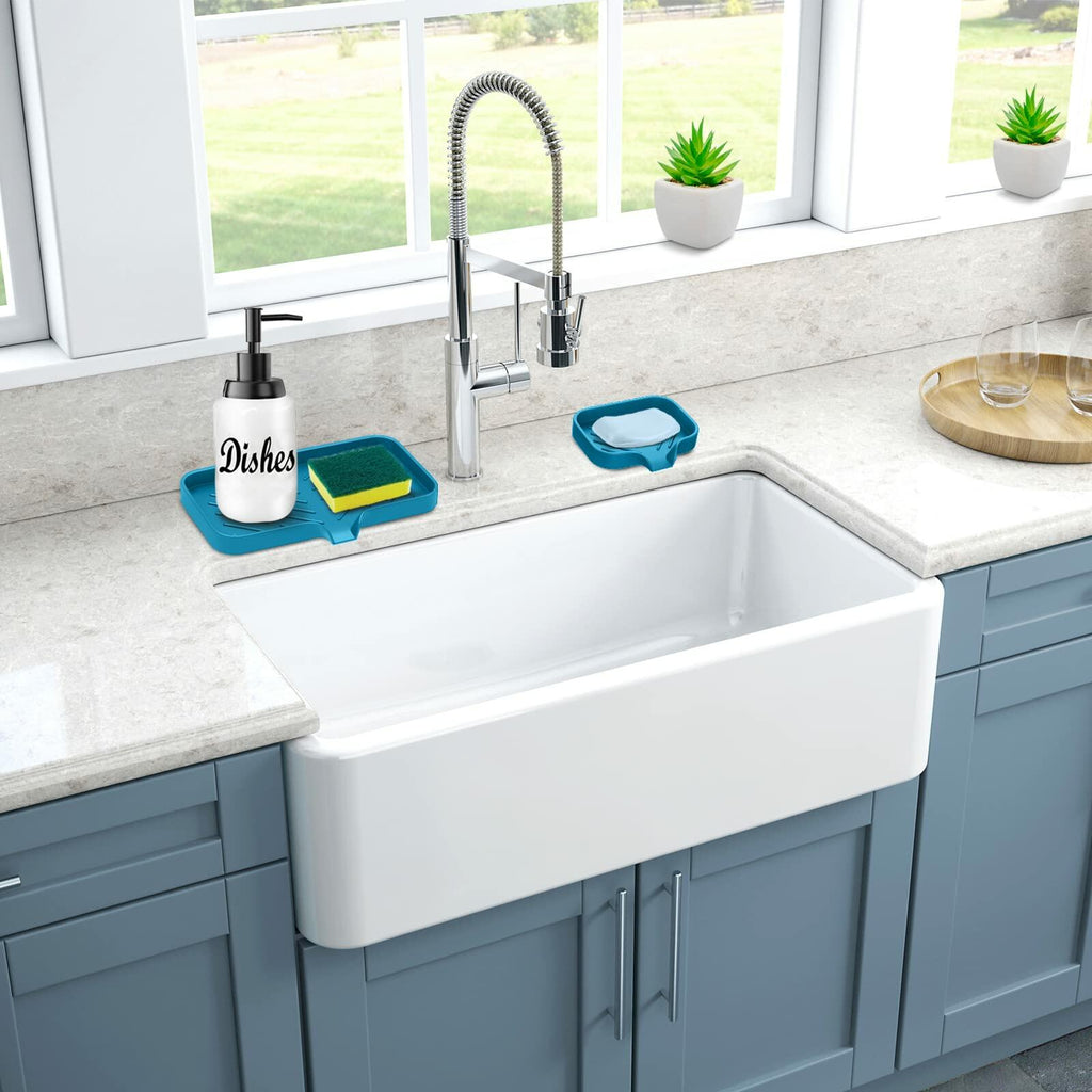 Premium Silicone Soap Holder for Bathroom & Kitchen Sink - Self Draining Tray
