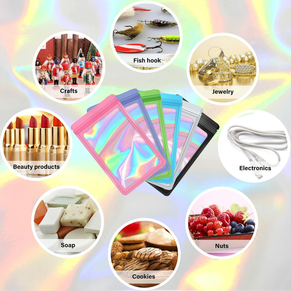 EONJOE 100-pack 4×6 inch mylar bags with clear window holographic resealable