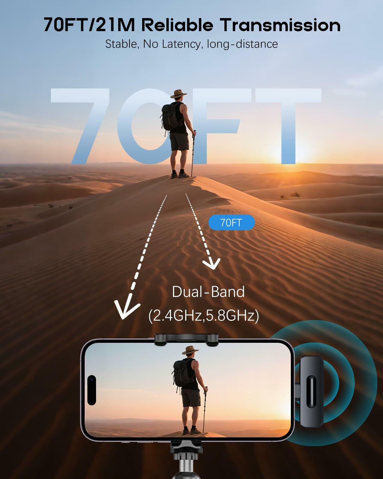 2 Pack ZOPPLM Wireless Mini Microphone for iPhone -  Lavalier Bluetooth