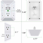 Wall Charger, Surge Protector, QINLIANF 5 Outlet Extender with 4 USB Charging