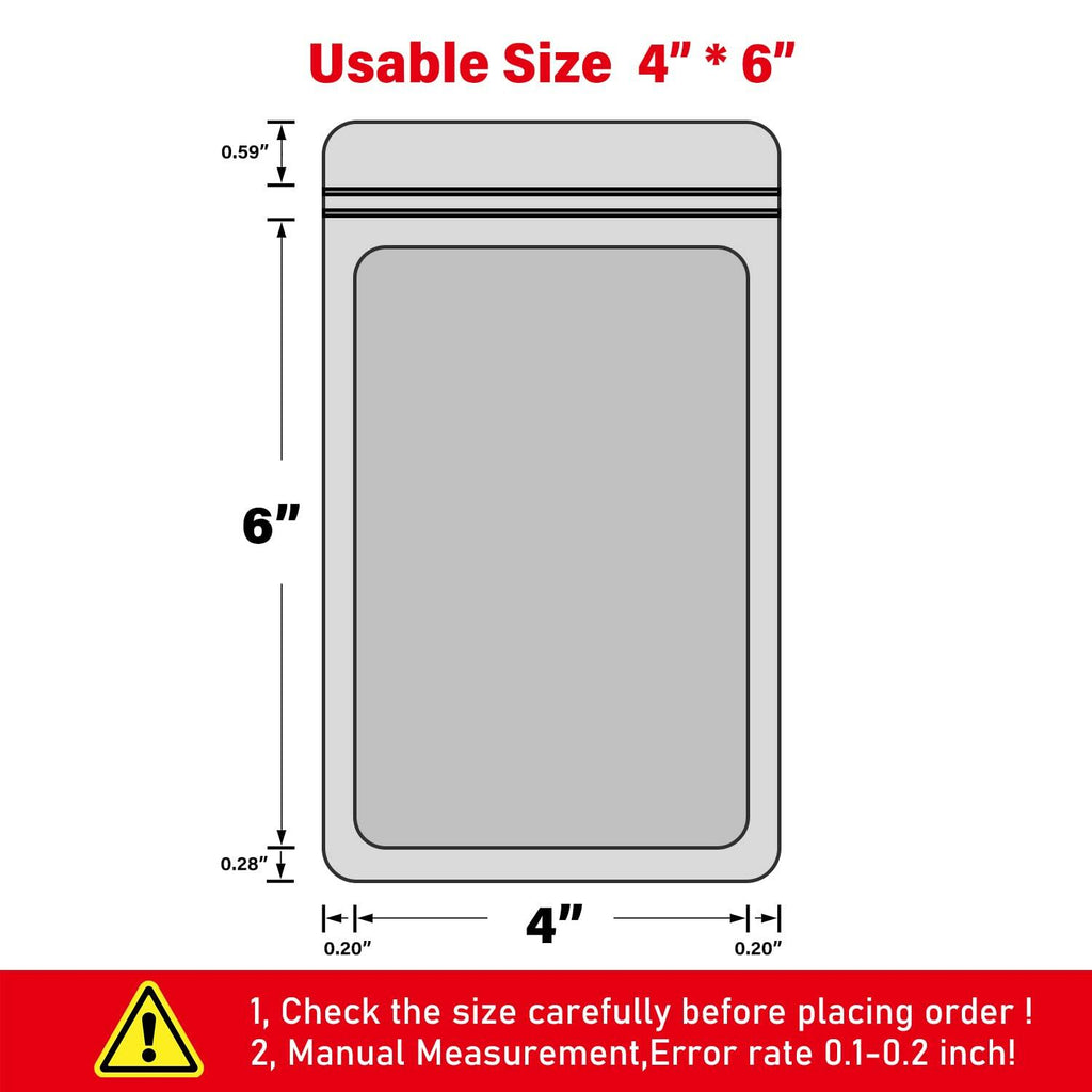 EONJOE 100-pack 4×6 inch mylar bags with clear window holographic resealable
