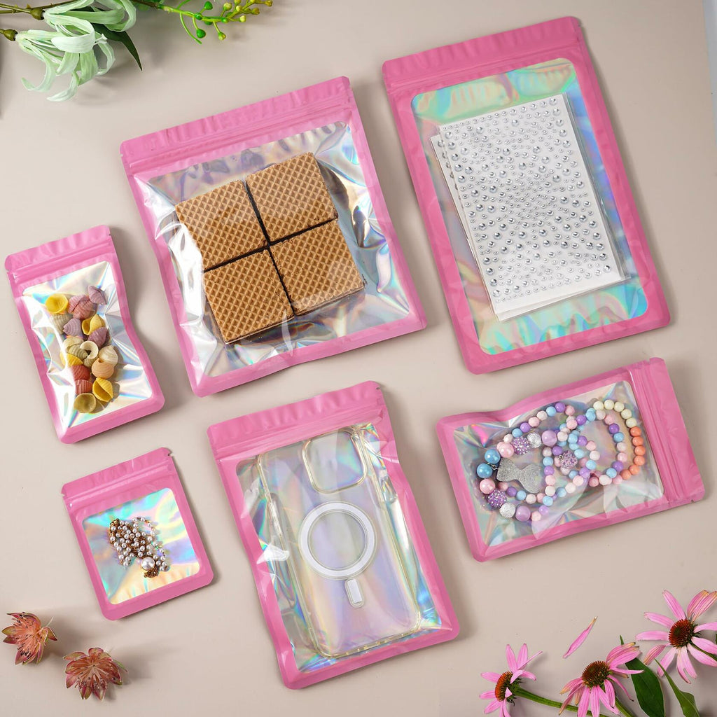 EONJOE 100-pack 4×6 inch mylar bags with clear window holographic resealable