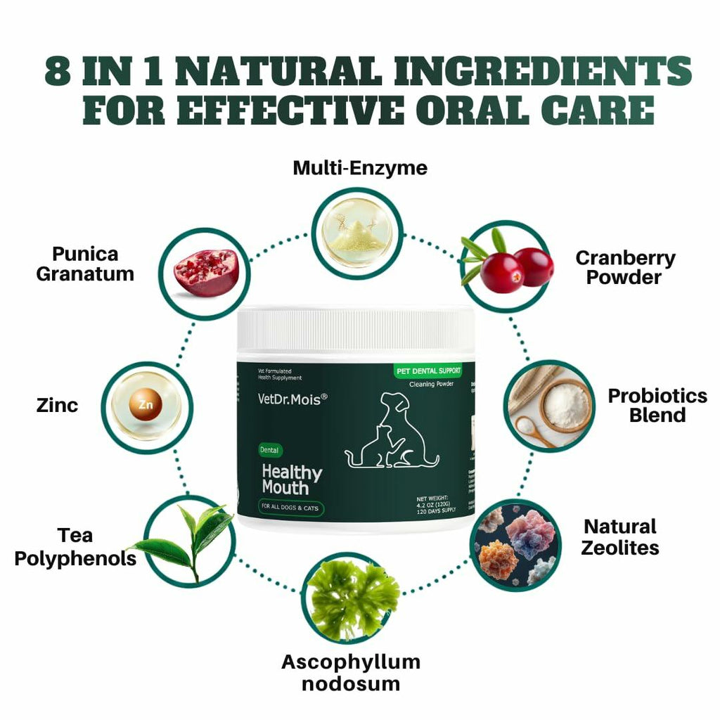 Dog Teeth Cleaning Powder, Dog Dental Powder and Cats Breath Freshener, Plaque