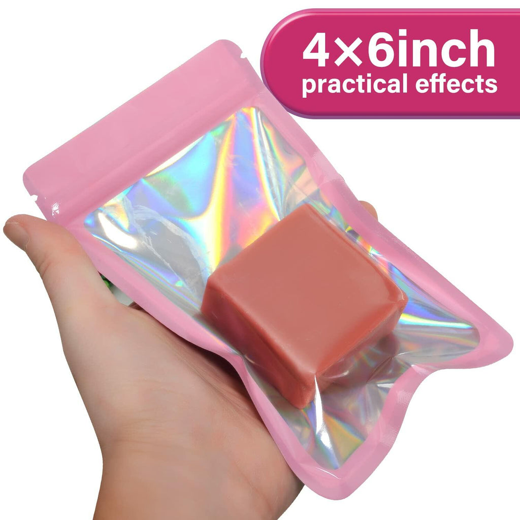 EONJOE 100-pack 4×6 inch mylar bags with clear window holographic resealable