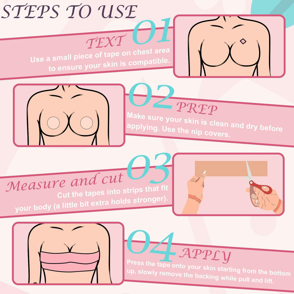 Hopkost Boob Tape Breast Lift Tape for Large Breasts with 2 Pcs Nipple Covers