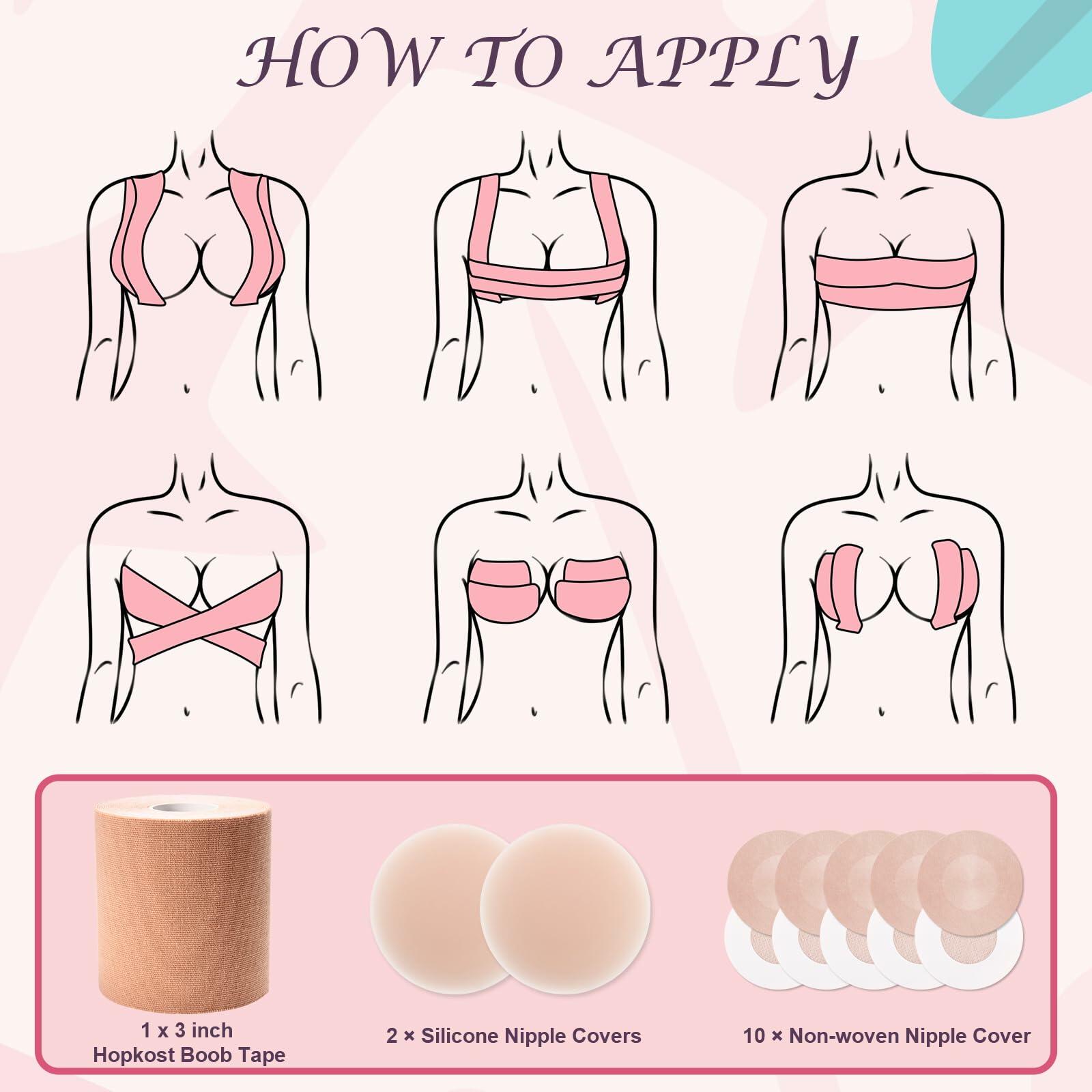 Hopkost Boob Tape Breast Lift Tape for Large Breasts with 2 Pcs Nipple Covers