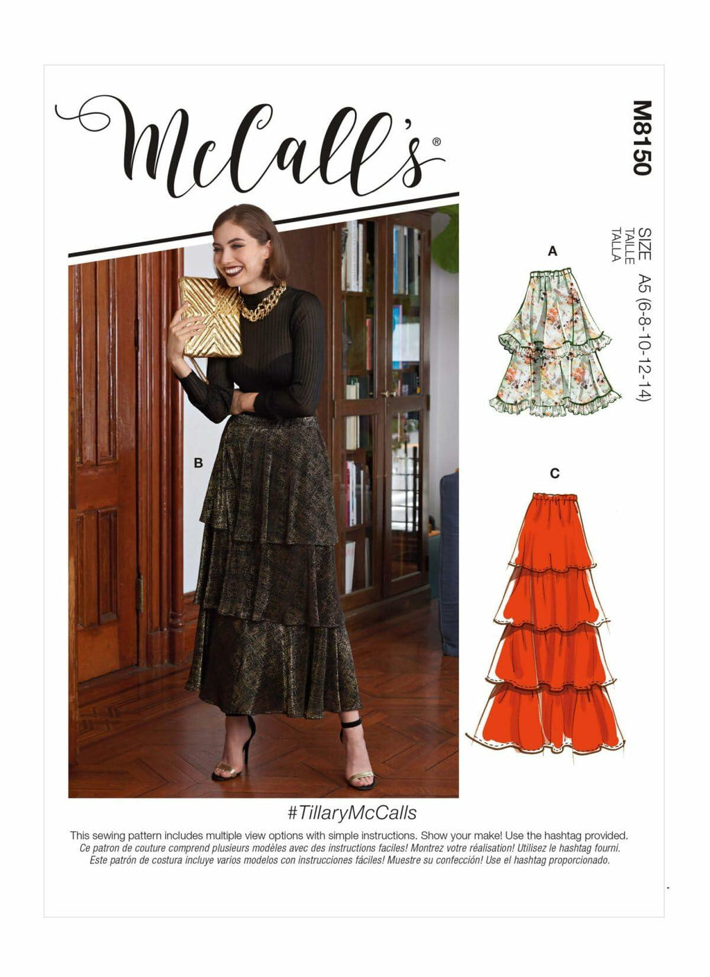McCall's Sewing Pattern M8150 Misses' Tiered Skirts, Size F5 (16-18-20-22-24)