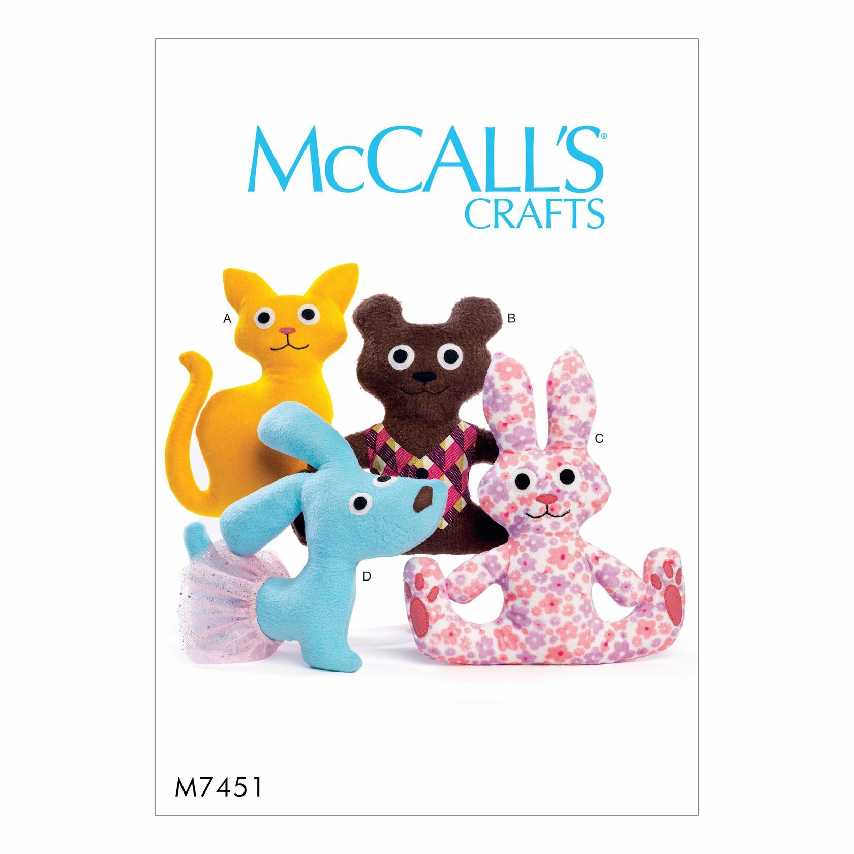 McCall's Patterns Cat, Bear, Rabbit And Dog Stuffed Animals 17.00 x 0.5 x 0.070