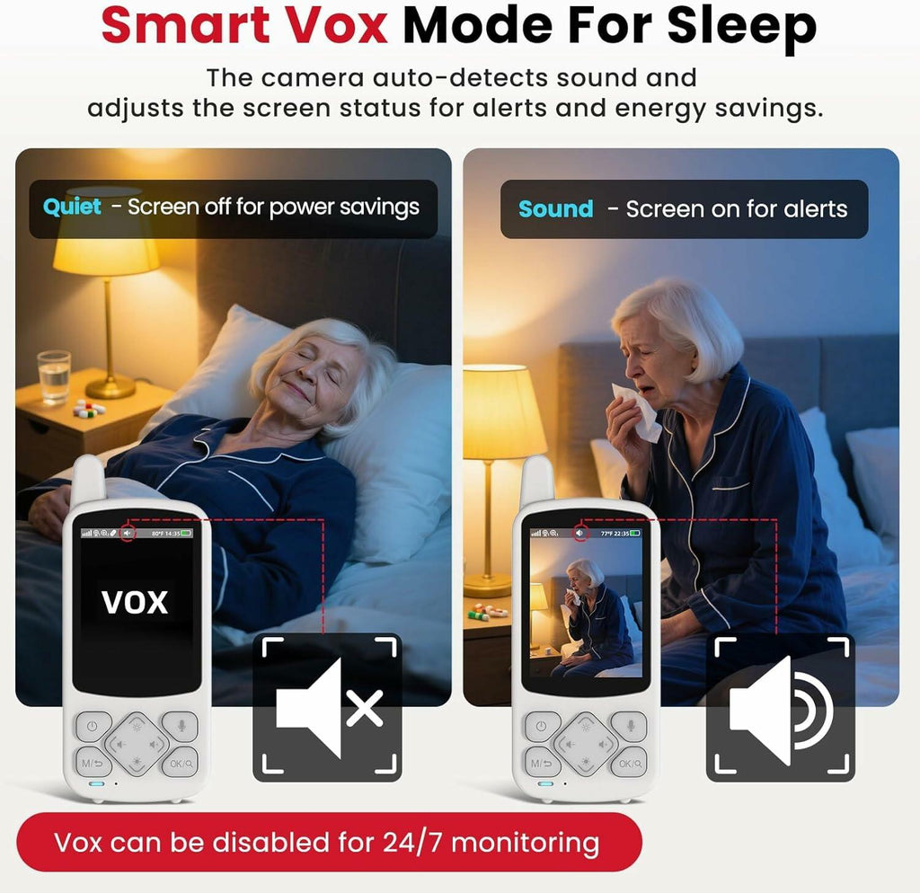 CallToU Elderly Monitor with Camera and Audio, 2-Way Talk Baby Monitors for