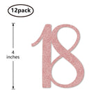12-Pack Rose Gold 18th Glitter Birthday Centerpiece Sticks, Number 18 Table
