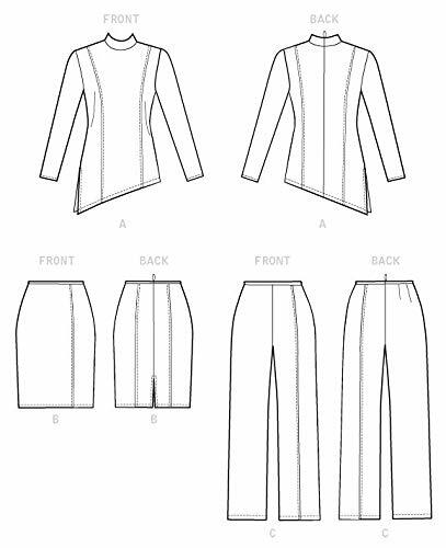 Vogue V1607A5 Easy Women's Asymmetrical Shirt, Skirt, and Fitted Pants Sewing