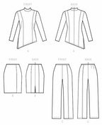 Vogue V1607A5 Easy Women's Asymmetrical Shirt, Skirt, and Fitted Pants Sewing