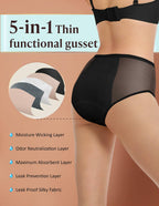 3 Pack 1 Black-2 Beige, XL AIRCUTE Washable Women Urine Incontinence Underwear