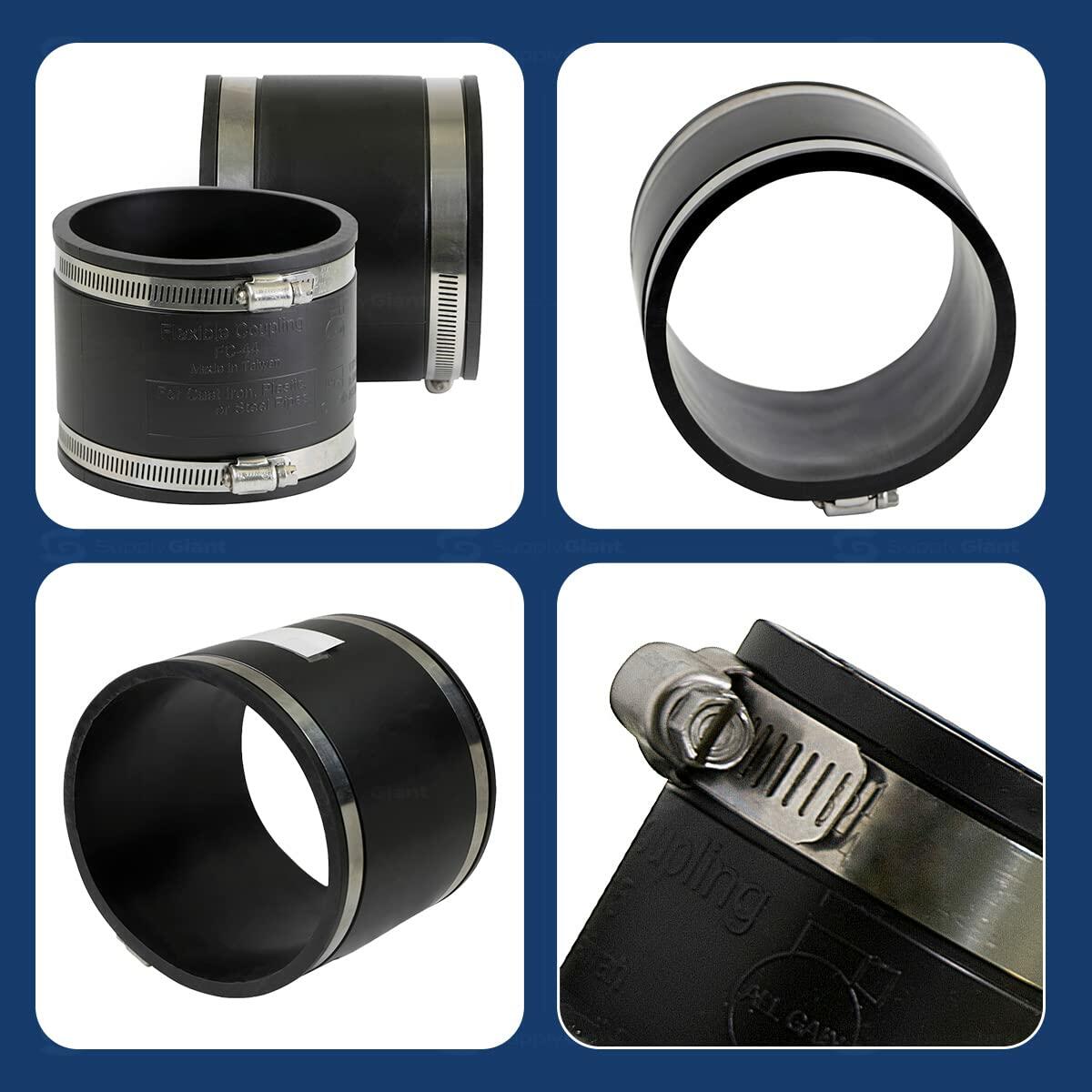 pack of 2 Supply Giant Flexible Pvc Coupling with Stainless Steel Clamps 8 inch