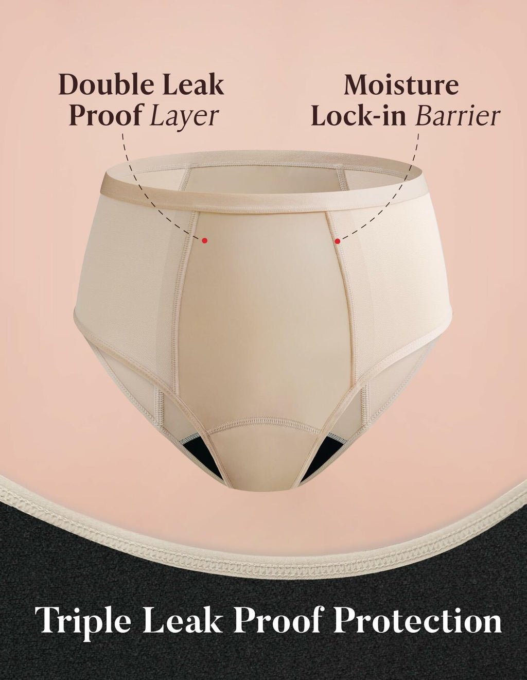 3 Pack 1 Black-2 Beige, XL AIRCUTE Washable Women Urine Incontinence Underwear